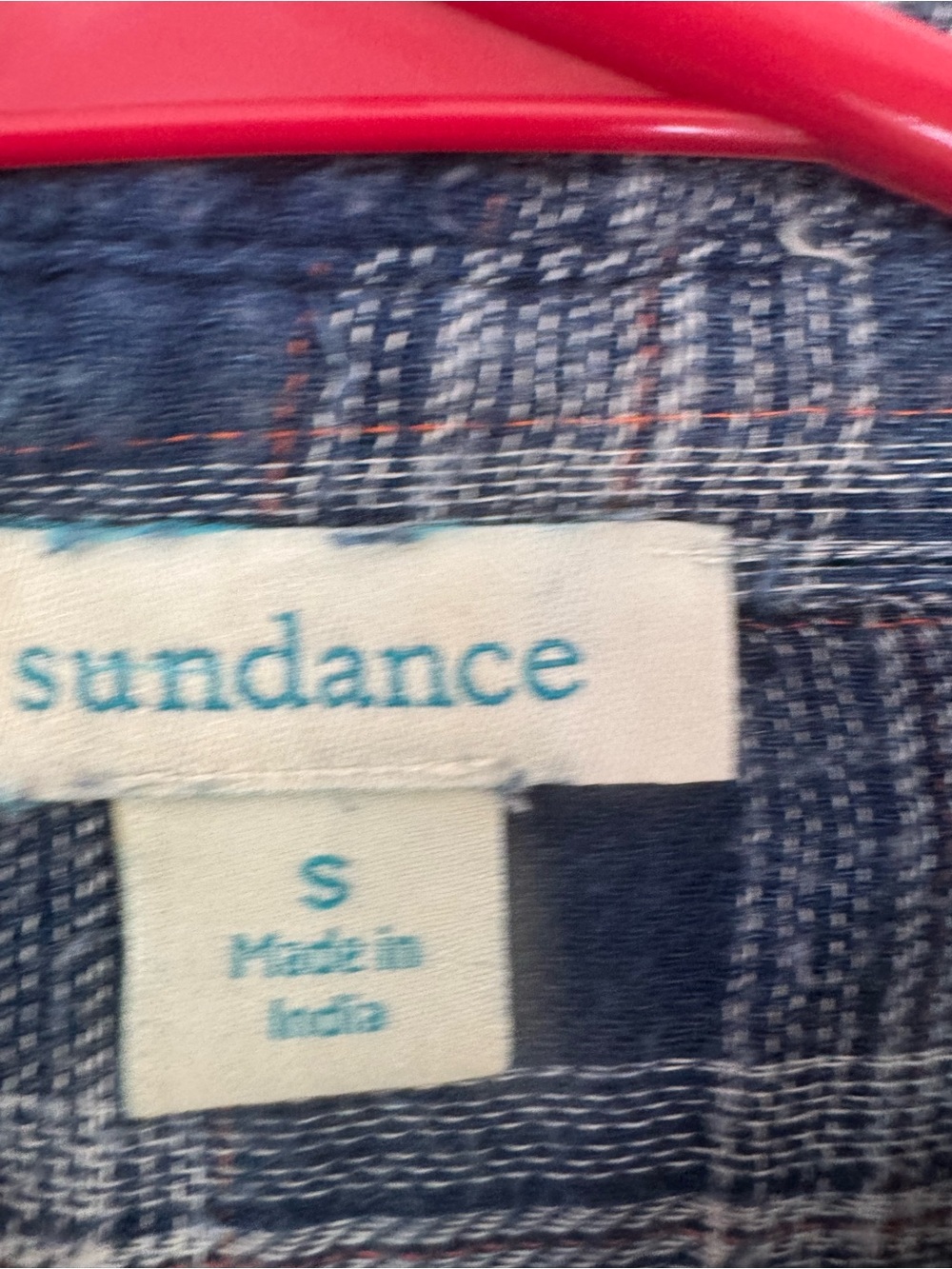Sundance Embroidered Floral Plaid Button Down Tunic Top Blue Small Gauze Lagen - Picture 15 of 15